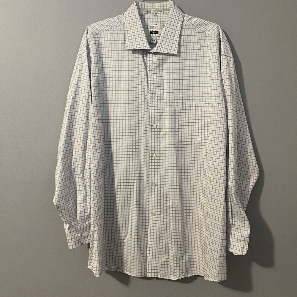 Joseph Abboud Men’s Non Iron Classic Fit Shirt Windowpane Lavender White 18 (34)